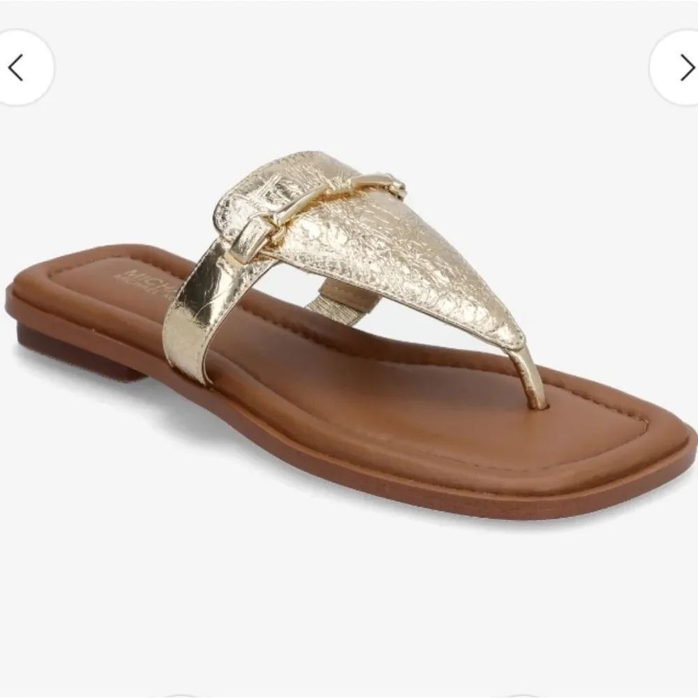 🆕️🩴Michael Kors Lena Gold Thong Sandals, Sz 9.5